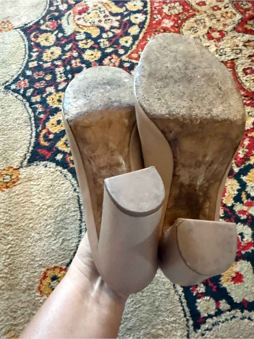 Vince Blush Taupe Open-Toe Block Heel Mules - Picture 5 of 5